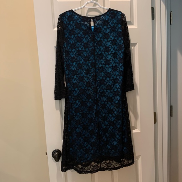 Ice Silk 1XL black lace party dress turquoise - Picture 5 of 5